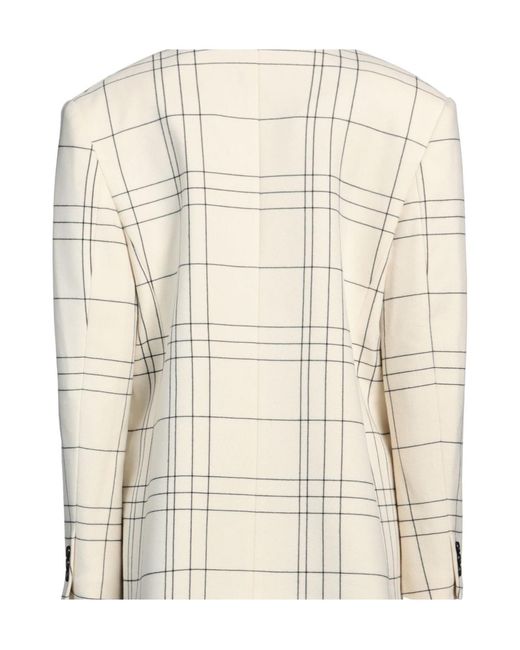 Marni Natural Single-Breasted Plaid Wool Blazer