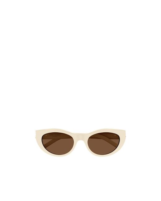 Saint Laurent White Eyewear Cat-Eye Frame Sunglasses