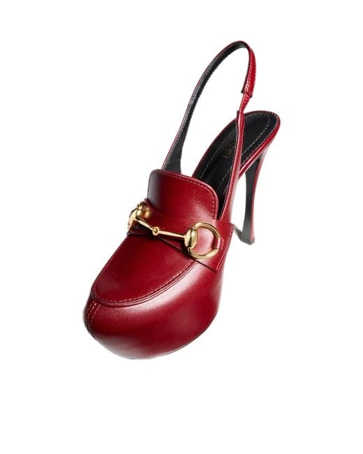 Gucci Red Platform Slingback With Horsebit