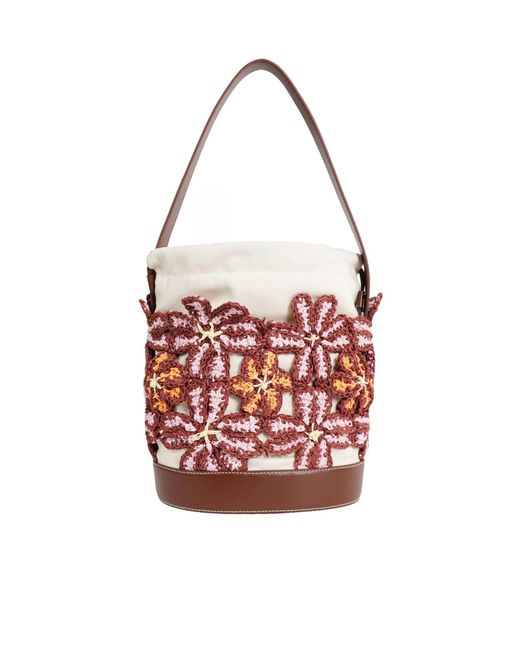 Marni Red Crochet Bucket Shoulder Bag