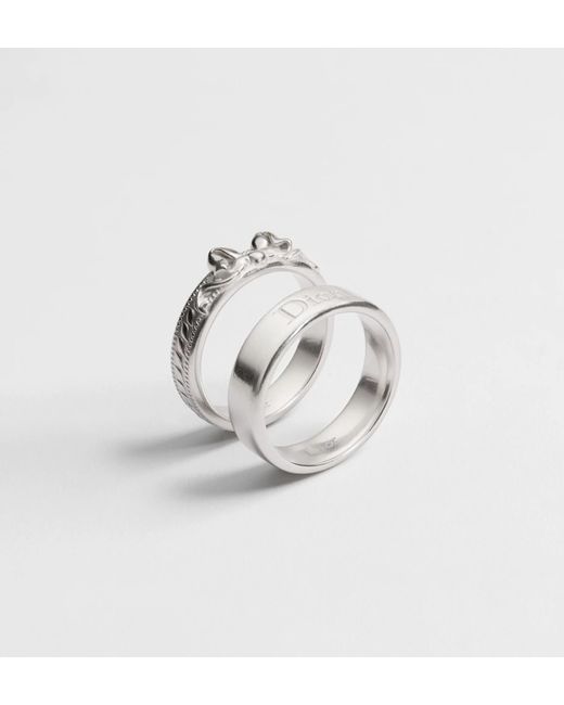 Dior White Médaillon Ring Set for men