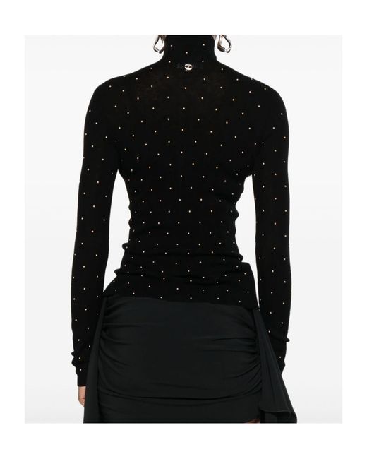 Rabanne Black Rabanne Second-Skin Stud-Embellished Knitted Turtleneck Top