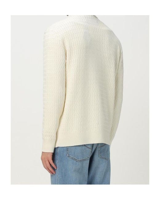 Tagliatore White Long-Sleeved Cardigan for men