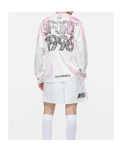 Acne White Casual Graphic Shorts for men