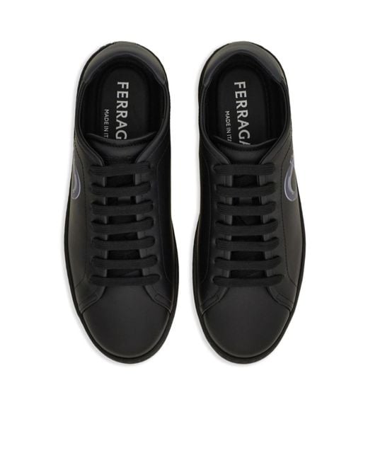 Ferragamo Black Ferragamo Double Gancini Lace-Up Sneakers for men