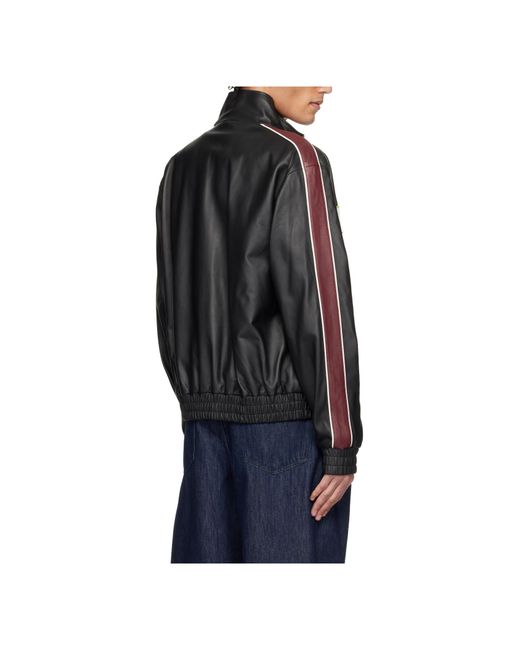 Casablanca Blue Embroidered Logo Leather Jacket for men