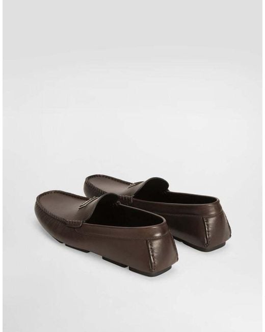 Dolce & Gabbana Brown Logo Detailed Moccasins for men