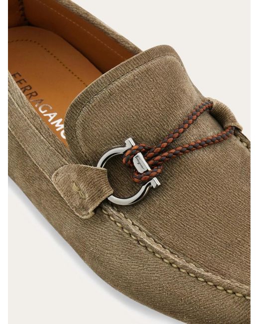 Ferragamo Brown Gancini Driver Loafer for men
