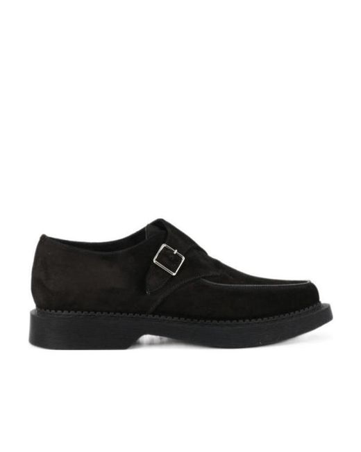 Saint Laurent Black Buckle-Fastening Almond-Toe Loafers for men