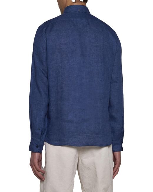 Brunello Cucinelli Blue Long-Sleeved Polo Shirt for men