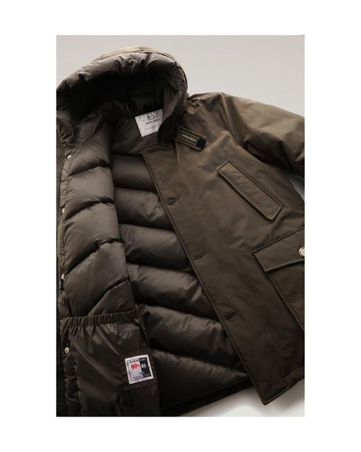 Woolrich Brown Arctic Hooded Down Coat for men