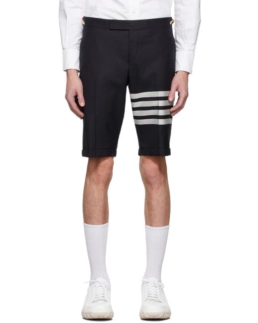 Thom Browne Gray 4-Bar Plain Weave Suiting Shorts for men