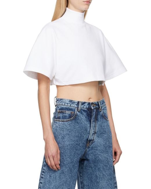 Alaïa White Alaïa Short-Sleeved Cropped T-Shirt