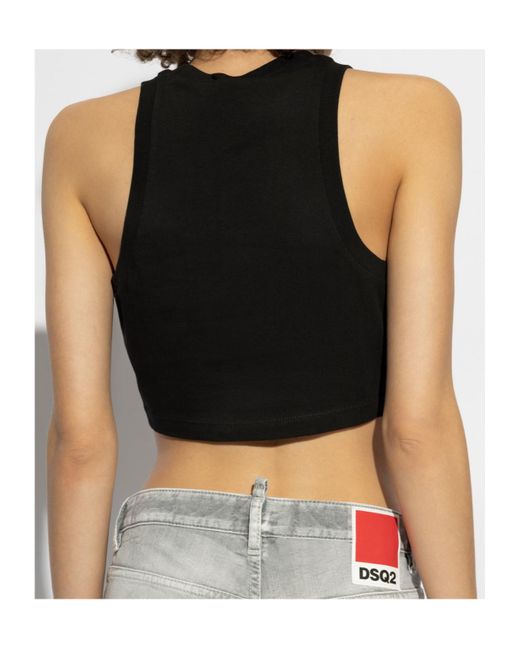 DSquared² Black Sleeveless Cropped Tank Top