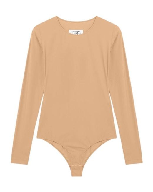 MM6 by Maison Margiela Natural Long-Sleeve Bodysuit
