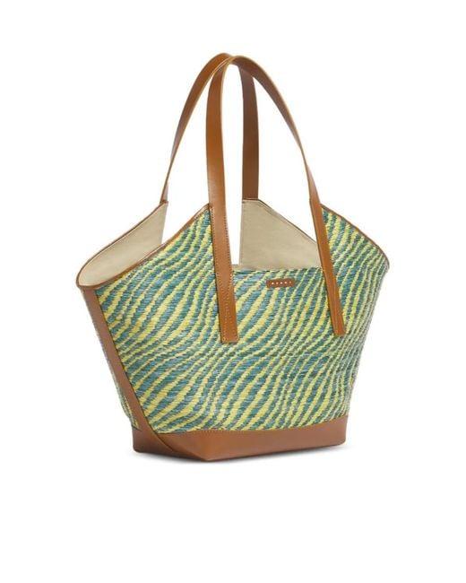 Marni Green Waves Small Tote Bag