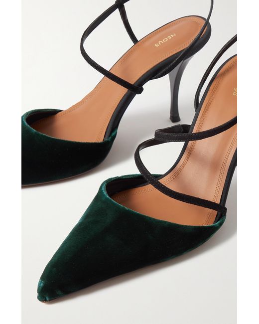 Neous Black Tangra Pointed Shoes With Exposed Heels