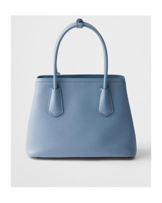 Prada Blue Double Small Saffiano Leather Bag