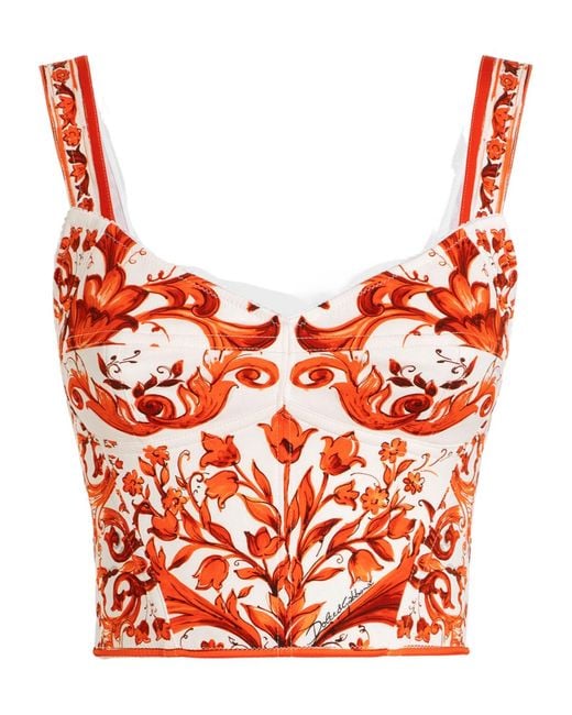 Dolce & Gabbana Red Silk-Blend Crop Top