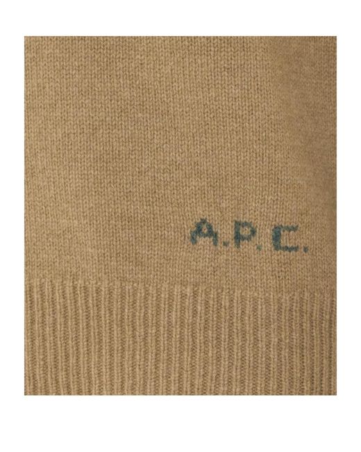 A.P.C. Natural Logo Crewneck Knitted Sweater for men