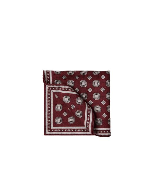Brunello Cucinelli Red Logo Patch Graphic Printed Pocket Square for men