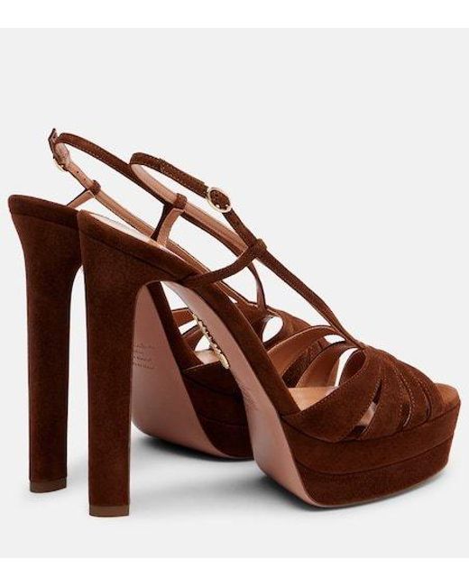 Aquazzura Brown Suede Platform Sandals
