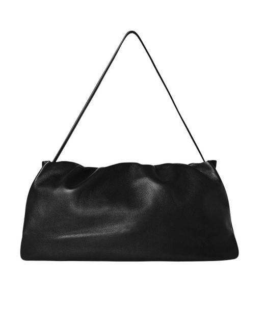 The Row Black Xl Bourse Pleated Tote