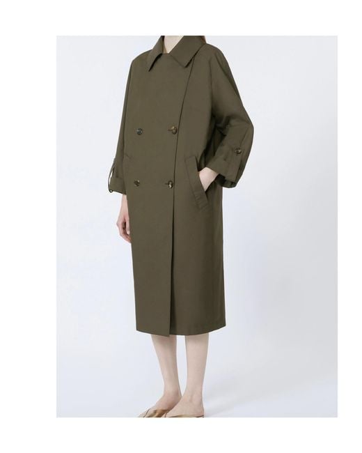 Max Mara Green Water-Repellent Gabardine Trench Coat