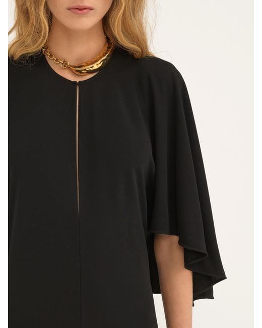 Chloé Black Cape-Design Crepe Dress