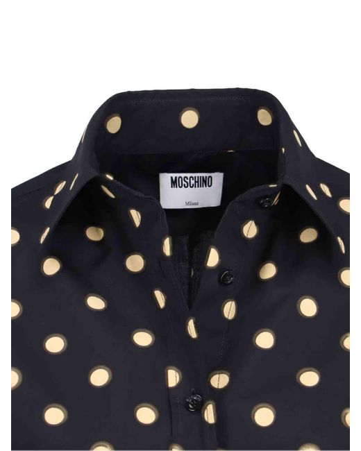 Moschino Blue Dot Printed Buttoned Blouse