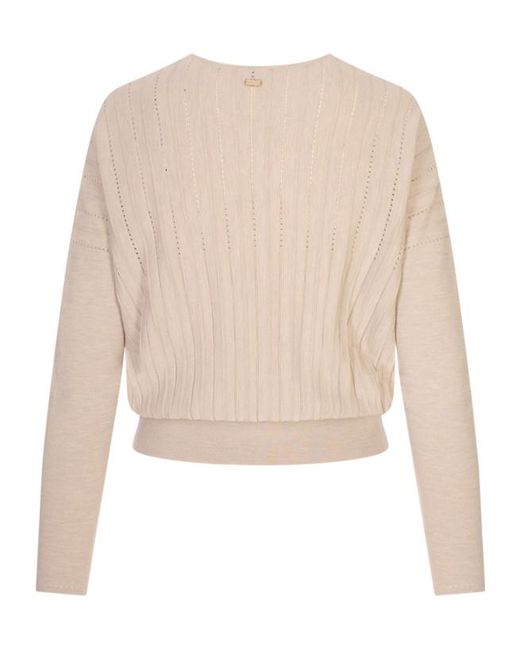 Agnona Natural V-Neck Knit Pullover