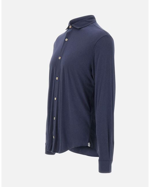 Eleventy Blue Classic Long-Sleeve Shirt for men