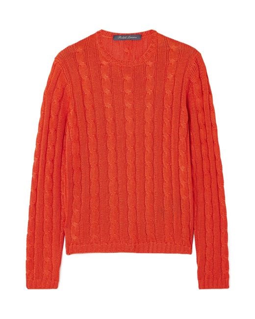Ralph Lauren Red Aran-Knit Jumper