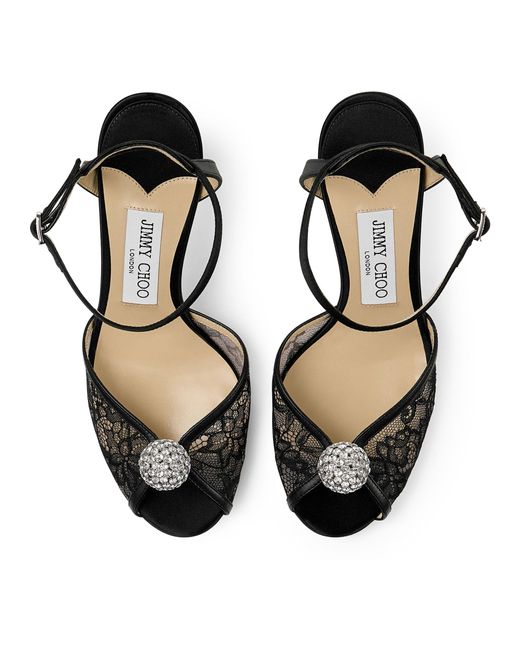 Jimmy Choo Black Sacora 85 Sandals