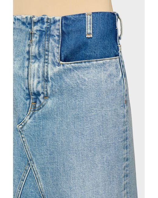 Maison Margiela Blue Two-Tone Denim Maxi Skirt