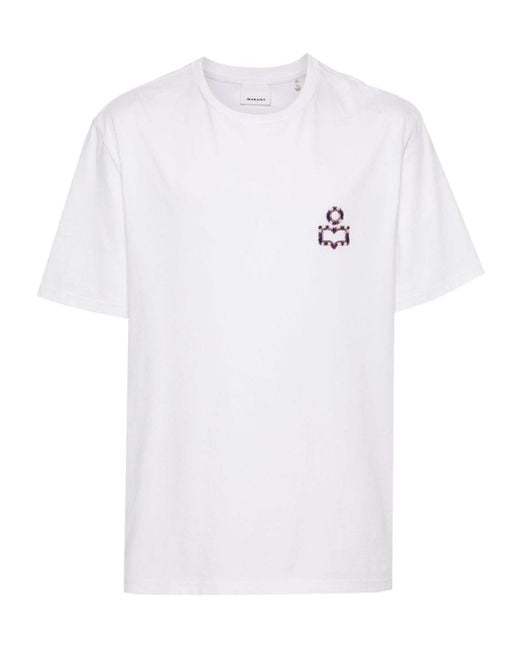 Isabel Marant White Hugo Logo-Embroidered T-Shirt for men