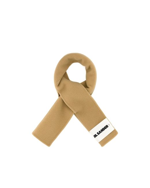 Jil Sander Metallic Logo-Patch Knitted Scarf