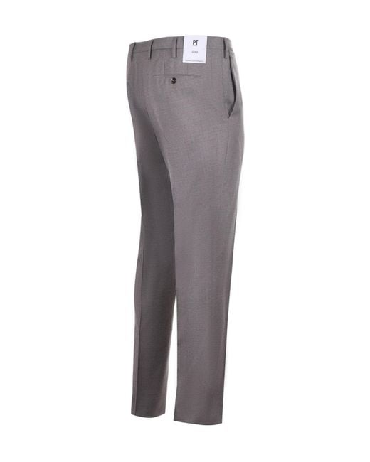 Pt Pantaloni Gray Pt Torino Skinny Flannel Trousers for men
