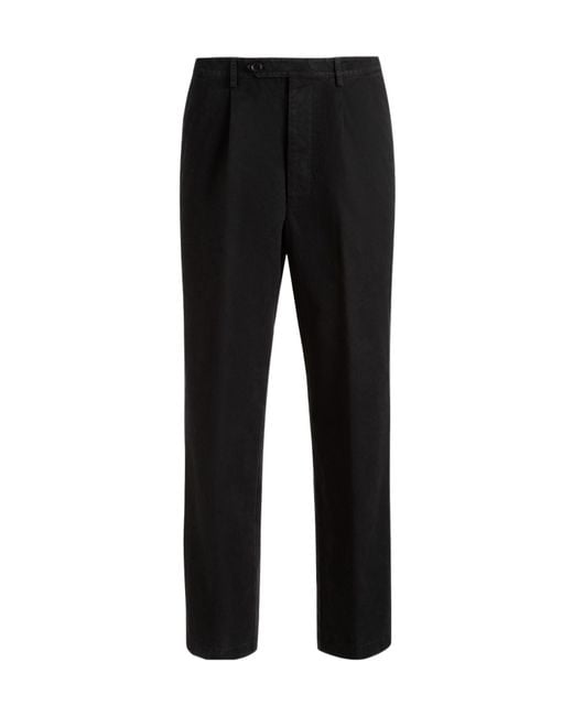Bally Black Tapered-Leg Pleated Chino Trousers for men