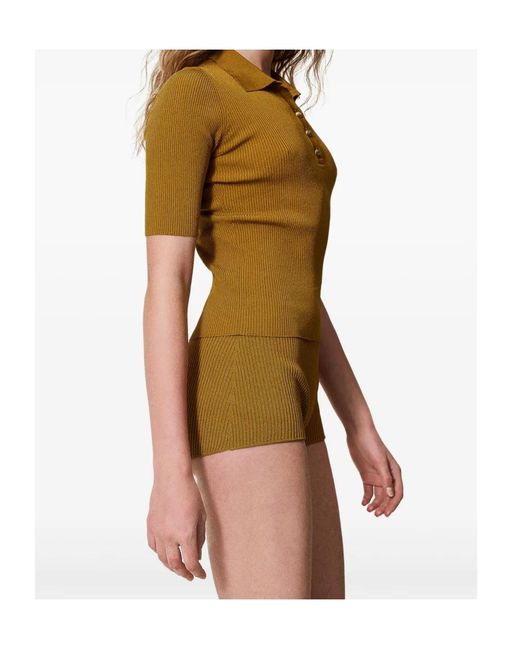 Twinset Natural Knitted Mini Shorts