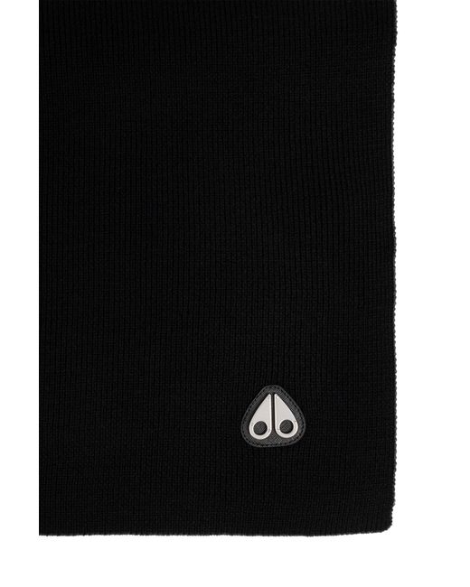 Moose Knuckles Black Wool Scarf for men