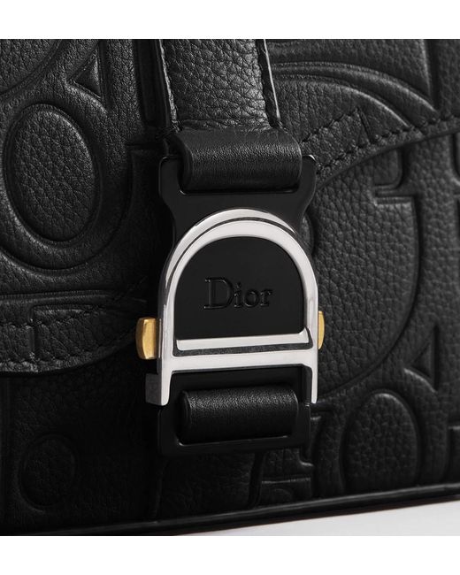 Dior Black Saddle Heritage Messenger Bag With Flap for men