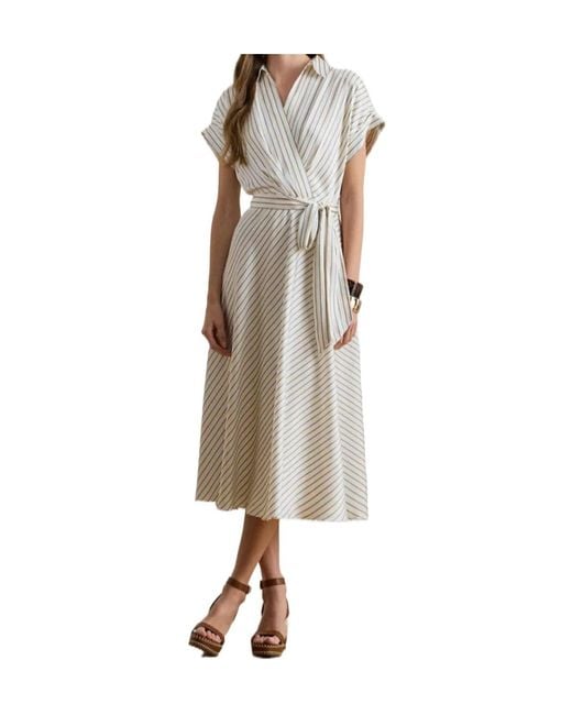 Ralph Lauren Natural Lauren Striped Wrap Dresses