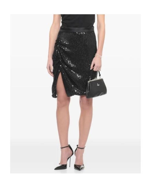 Vivienne Westwood Black Ruched Sequin Mini Skirt