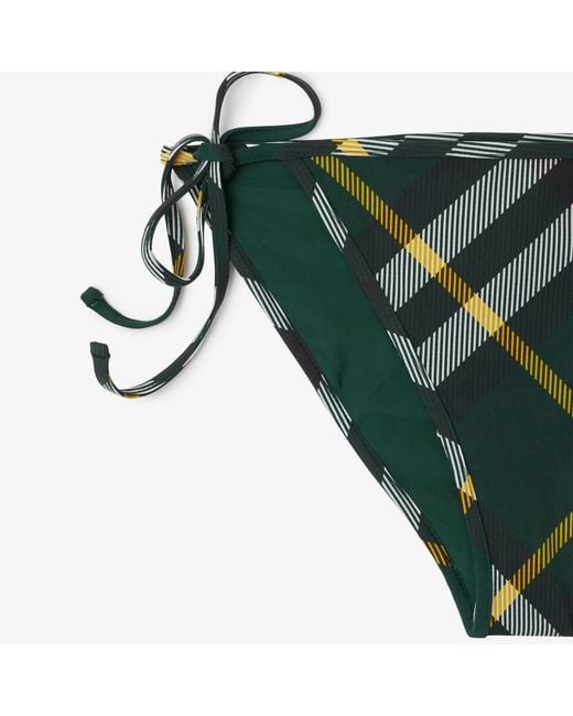 Burberry Green Checked Side-Tied Bikini Bottoms