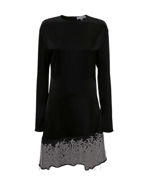 J.W. Anderson Black Jw Anderson Distressed Glitter Hem Dress
