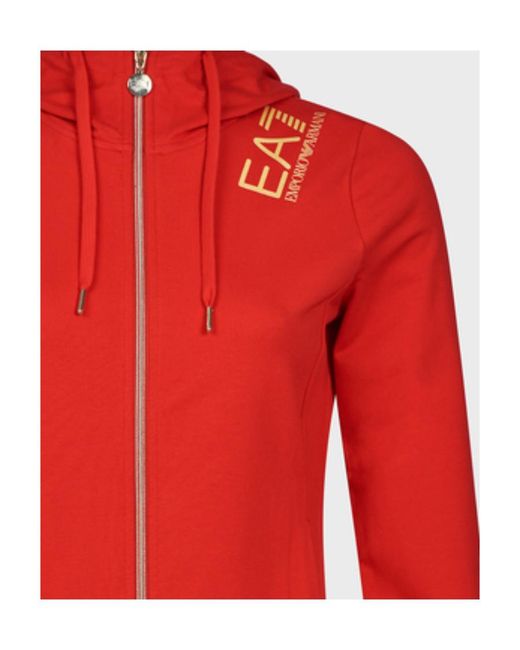 EA7 Red Hoded Zipper Casual Jacket
