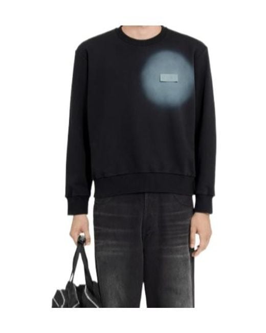 MM6 by Maison Margiela Black Spray Printed Crewneck Sweatshirt for men