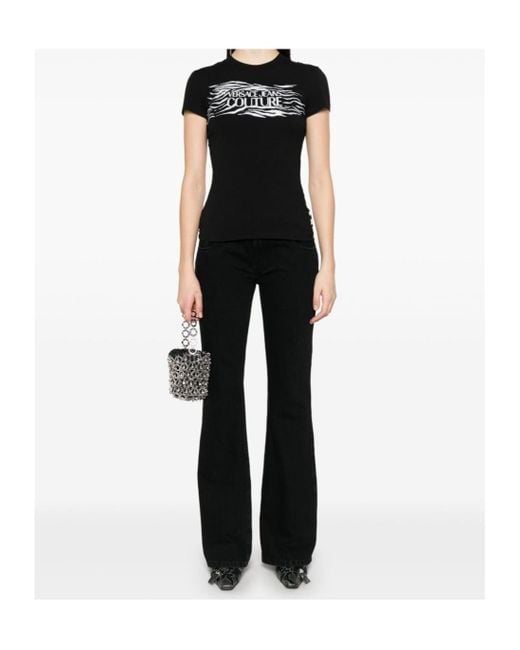 Versace Jeans Black Couture Zebra Printed Crewneck T-Shirt