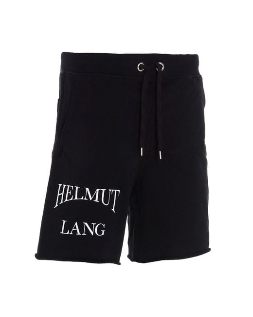 Helmut Lang Black Logo-Print Track Shorts for men